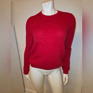 Tommy Hilfiger Red Textured Crew Neck Sweater